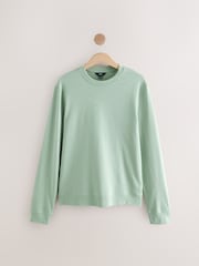 Sage Green 100% Cotton Lightweight Crew Neck Sweatshirt - Image 5 of 7