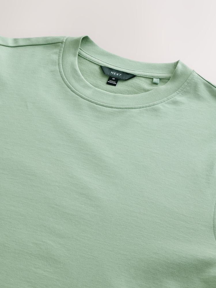 Sage Green 100% Cotton Lightweight Crew Neck Sweatshirt - Image 7 of 7