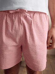 أبيض/أحمر - T-Shirt And Striped Seersucker 100% Cotton Pyjamas Set - صورة 7 من 13