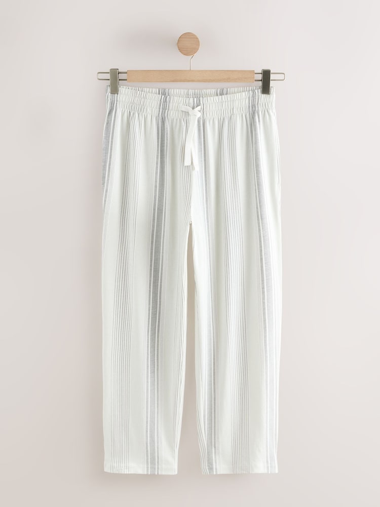 Grey/Sage Green Stripe - مجموعة بيجامات جيرسيه بكم قصير - صورة 2 من 5 Grey/Sage Green Stripe - مجموعة بيجامات جيرسيه بكم قصير - صورة 2 من 5