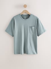 Grey/Sage Green Stripe Short Sleeve Jersey Pyjamas Set - Image 3 of 5
