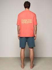 Coral Orange EDIT Waffle Pyjamas Shorts Set - Image 4 of 14