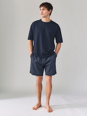 Navy Blue Stripe Woven Short Pyjamas Set 2 Pack - Image 11 of 13
