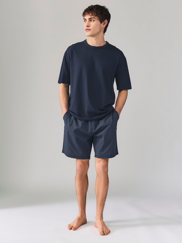 Bleu marine rayé - Ensemble de pyjamas courts tissés 2 Lot - Image 11 of 13