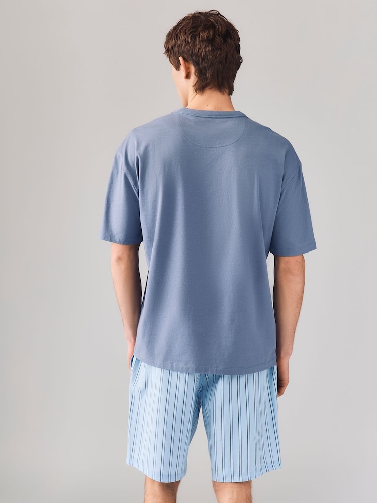 Bleu marine rayé - Ensemble de pyjamas courts tissés 2 Lot - Image 6 of 13