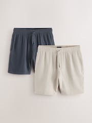 Slate Grey/Neutral Brown Cheesecloth 100% Cotton Shorts 2 Pack - Image 1 of 13