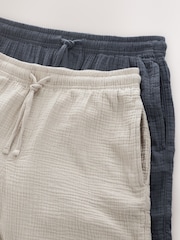 Slate Grey/Neutral Brown Cheesecloth 100% Cotton Shorts 2 Pack - Image 11 of 13