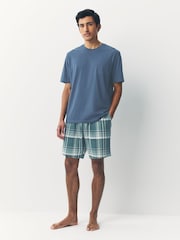 Teal Blue Woven Check Short Pyjamas Set - Image 2 of 5