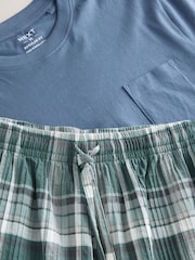 Teal Blue Woven Check Short Pyjamas Set - Image 6 of 10