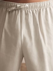 Neutral Stone Linen Cotton Blend Short Sleeve Pyjamas Set - Image 6 of 9