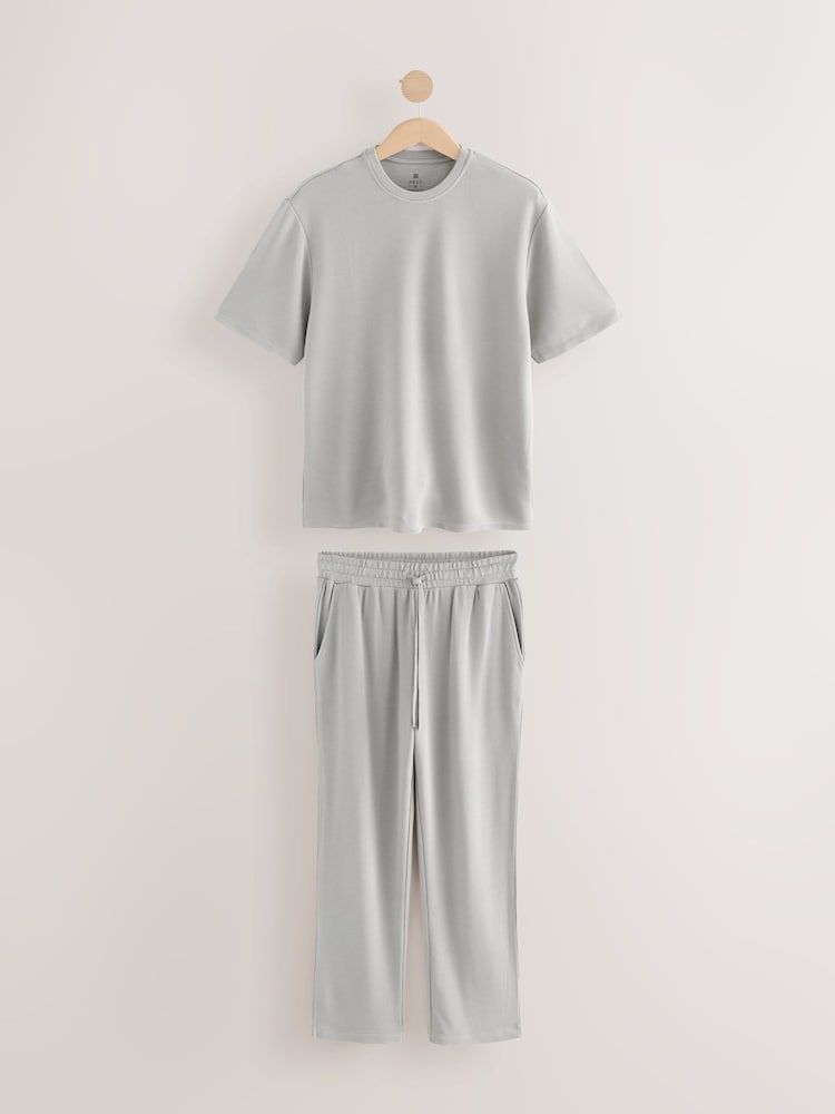 Lichtgrijs - Textured TENCEL™ Modal Pyjamas Set - Image 8 of 12