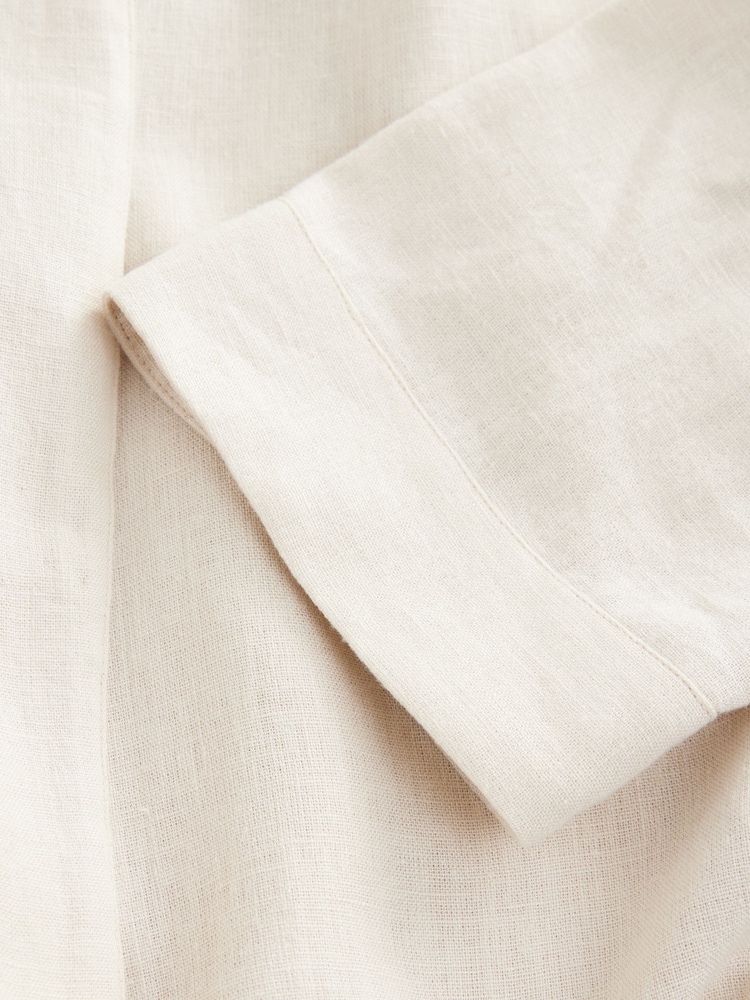 Neutral Stone Linen Blend Lightweight Dressing Gown - Image 4 of 4 Neutral Stone Linen Blend Lightweight Dressing Gown - Image 4 of 4