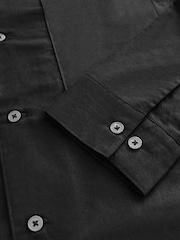 Black Linen Cotton Blend Shorts Pyjamas Set - Image 12 of 12