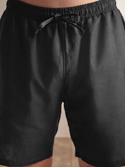 Black Linen Cotton Blend Shorts Pyjamas Set - Image 6 of 12