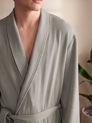 Flat Grey Lightweight Waffle Dressing Gown - Image 2 of 8