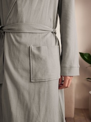 Flat Grey Lightweight Waffle Dressing Gown - Image 3 of 8