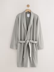 Flat Grey Lightweight Waffle Dressing Gown - Image 5 of 8