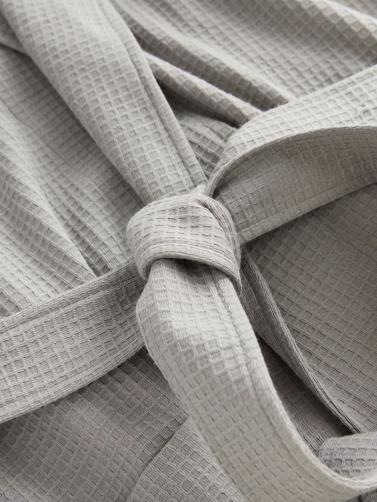 Flat Grey Lightweight Waffle Dressing Gown - Image 8 of 8