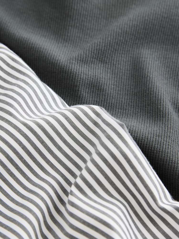 Slate Grey Stripe Woven Striped Short Sleeve Pyjamas Set - Image 11 of 11 Slate Grey Stripe Woven Striped Short Sleeve Pyjamas Set - Image 11 of 11