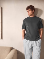 Slate Grey Stripe Woven Striped Short Sleeve Pyjamas Set - Image 3 of 11
