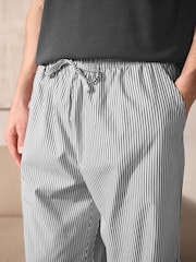 Slate Grey Stripe Woven Striped Short Sleeve Pyjamas Set - Image 5 of 11