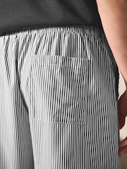 Slate Grey Stripe Woven Striped Short Sleeve Pyjamas Set - Image 6 of 11