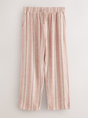 Rust Brown Striped Linen Blend Woven Pyjamas Bottoms - Image 5 of 8