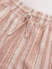 Rust Brown Striped Linen Blend Woven Pyjamas Bottoms - Image 7 of 8