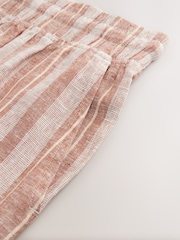 Rust Brown Striped Linen Blend Woven Pyjamas Bottoms - Image 8 of 8