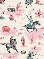 Cath Kidston Pink Cowgirls A4 Wallpaper Sample - Image 3 of 3