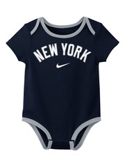 Fanatics Infant Blue 100% Cotton Creeper MLB New York Yankees Creeper Rompersuit 3 Pack - Image 2 of 3