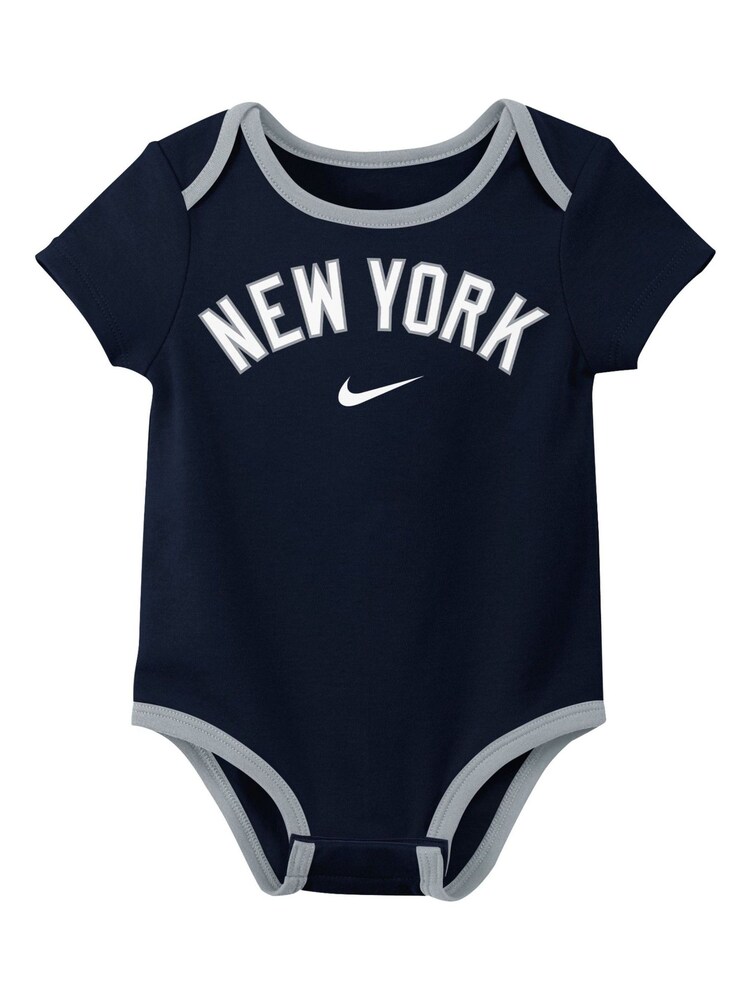 Fanatics Infant Blue 100% Cotton Creeper MLB New York Yankees Creeper Rompersuit 3 Pack - Image 2 of 3