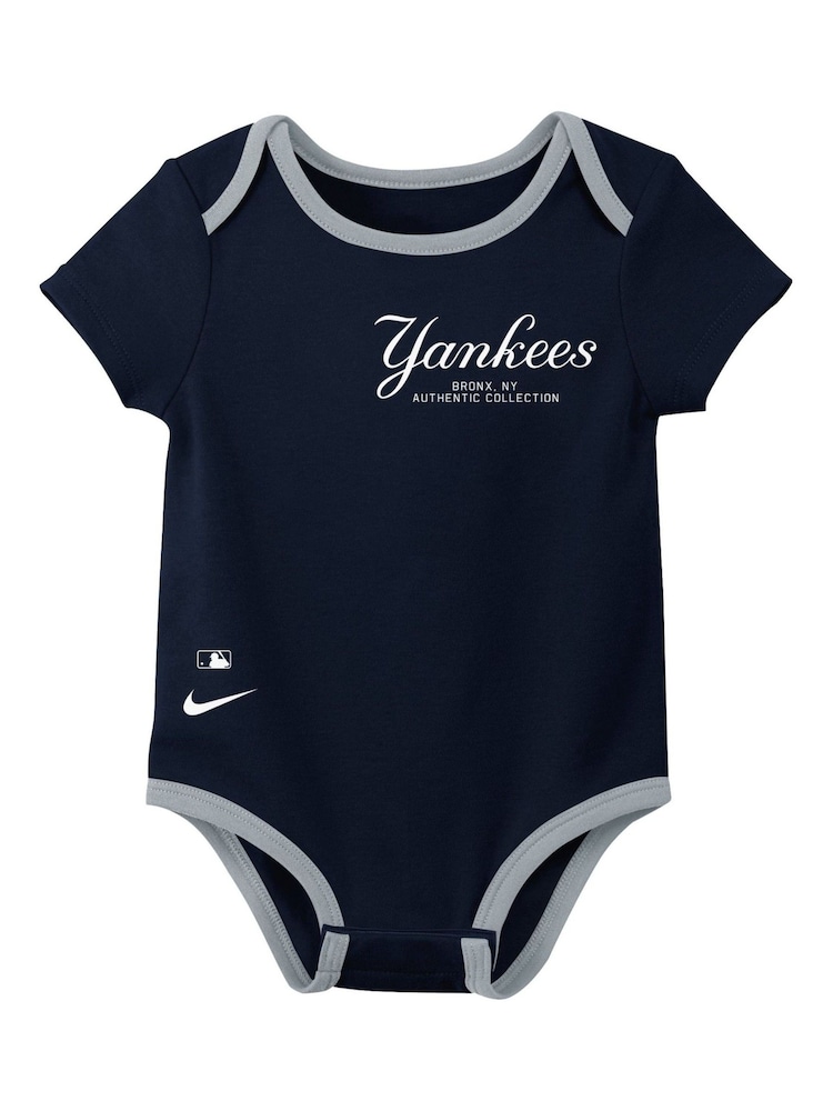 Fanatics Infant Blue 100% Cotton Creeper MLB New York Yankees Creeper Rompersuit 3 Pack - Image 3 of 3