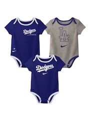 Fanatics Blue 100% Cotton MLB LA Dodgers Creeper Infant Rompersuit 3 Pack - Image 1 of 3