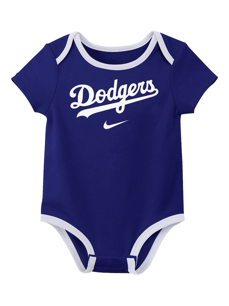 Fanatics Blue 100% Cotton MLB LA Dodgers Creeper Infant Rompersuit 3 Pack - Image 2 of 3