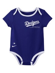 Fanatics Blue 100% Cotton MLB LA Dodgers Creeper Infant Rompersuit 3 Pack - Image 3 of 3