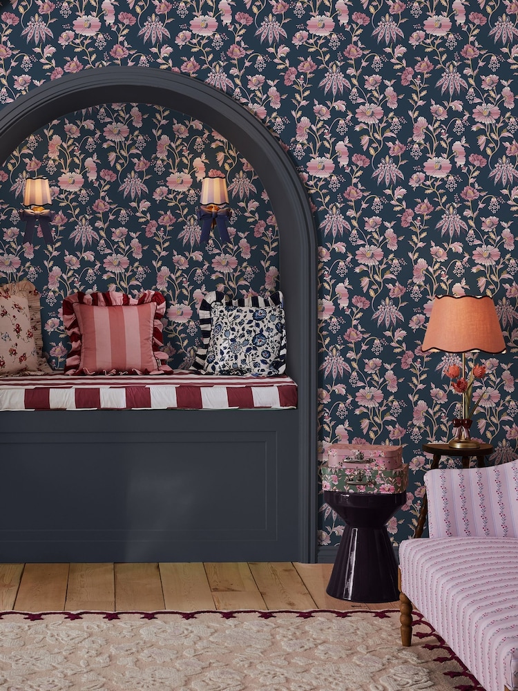 Cath Kidston Navy Friendship Garden A4 Wallpaper Sample - Image 1 of 3