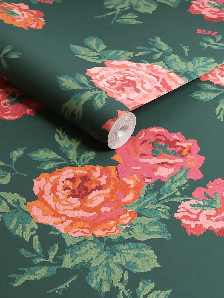 Cath Kidston Green Archive Rose A4 Wallpaper Sample - Image 3 of 3