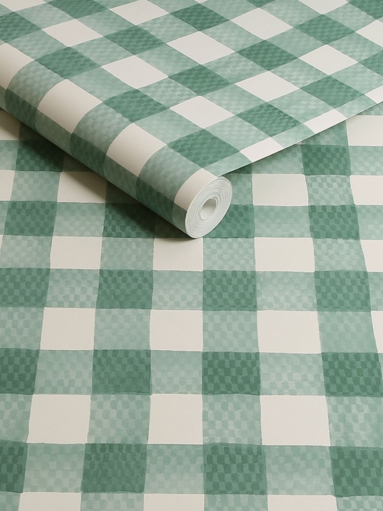 Cath Kidston Green Painted Gingham A4 Wallpaper Sample - Image 3 of 3