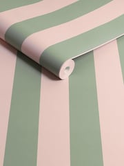 Cath Kidston Green & Pink Canopy Stripe A4 Wallpaper Sample - Image 3 of 3