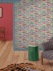 Cath Kidston Multi Vintage Cars A4 Wallpaper Sample - Image 1 of 3