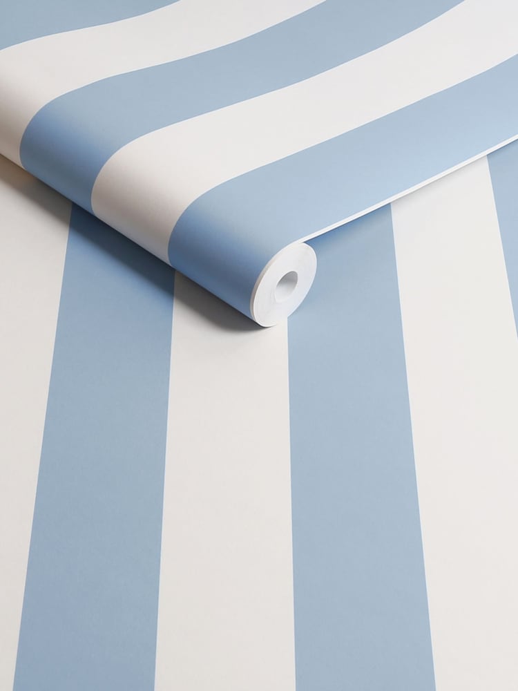 Cath Kidston Blue Canopy Stripe A4 Wallpaper Sample - Image 3 of 3