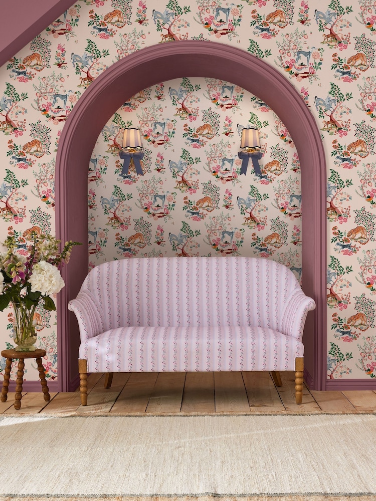 Cath Kidston Pink Painted Kingdom A4 Wallpaper Sample - Image 1 of 3