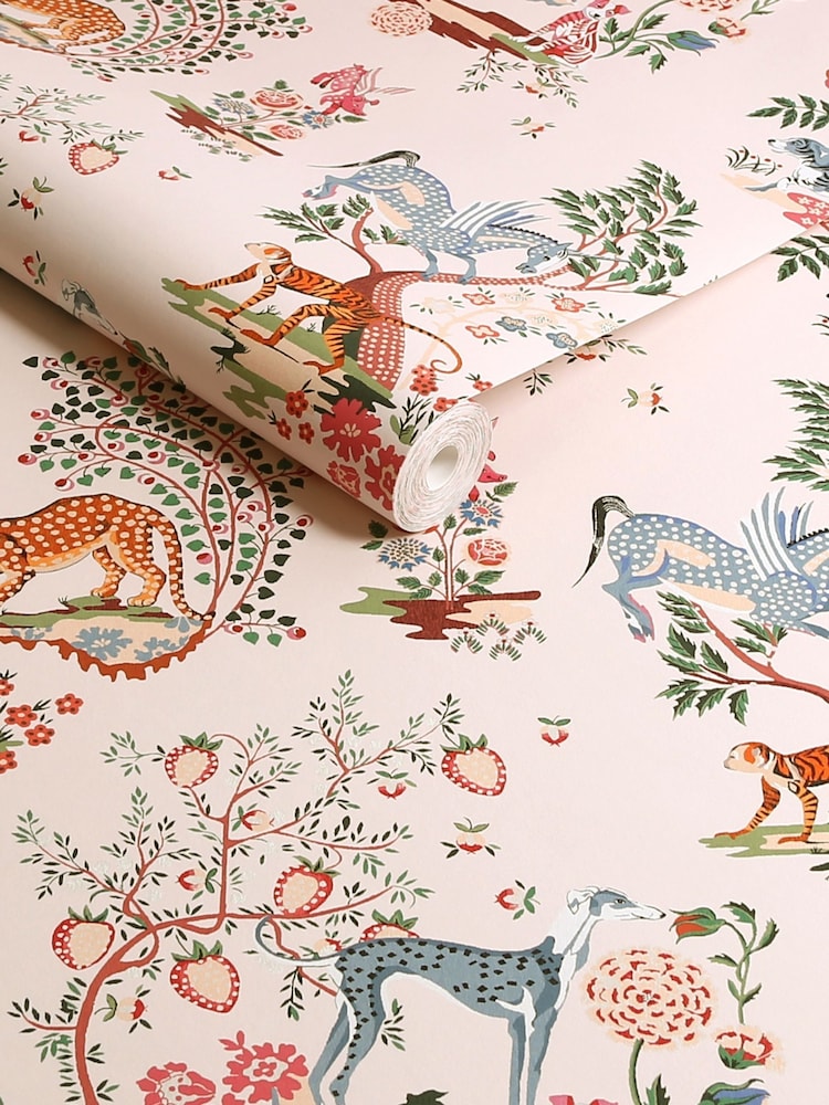 Cath Kidston Pink Painted Kingdom A4 Wallpaper Sample - Image 2 of 3
