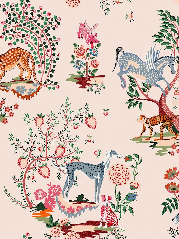 Cath Kidston Pink Painted Kingdom A4 Wallpaper Sample - Image 3 of 3