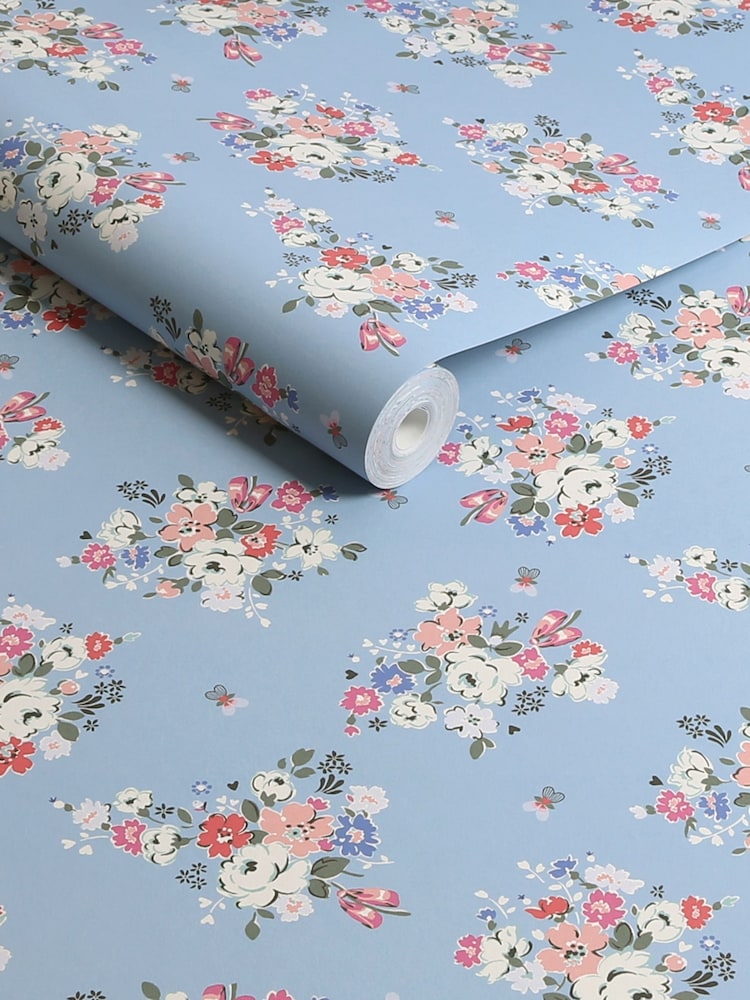 Cath Kidston Blue Clifton Floral A4 Wallpaper Sample - Image 3 of 3