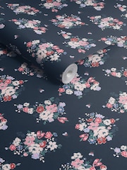 Cath Kidston Navy Clifton Floral A4 Wallpaper Sample - Image 2 of 3