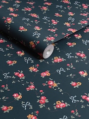 Cath Kidston Navy Rose & Bows A4 Wallpaper Sample - Image 2 of 3