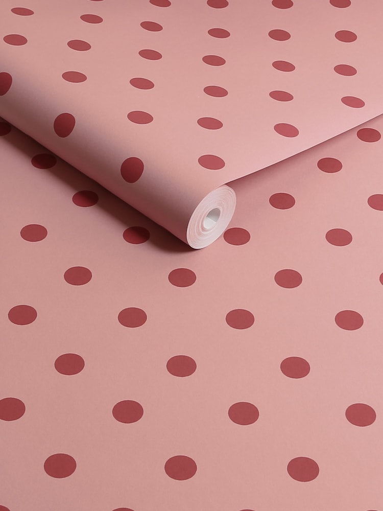 Cath Kidston Pink & Red Button Spot A4 Wallpaper Sample - Image 2 of 3