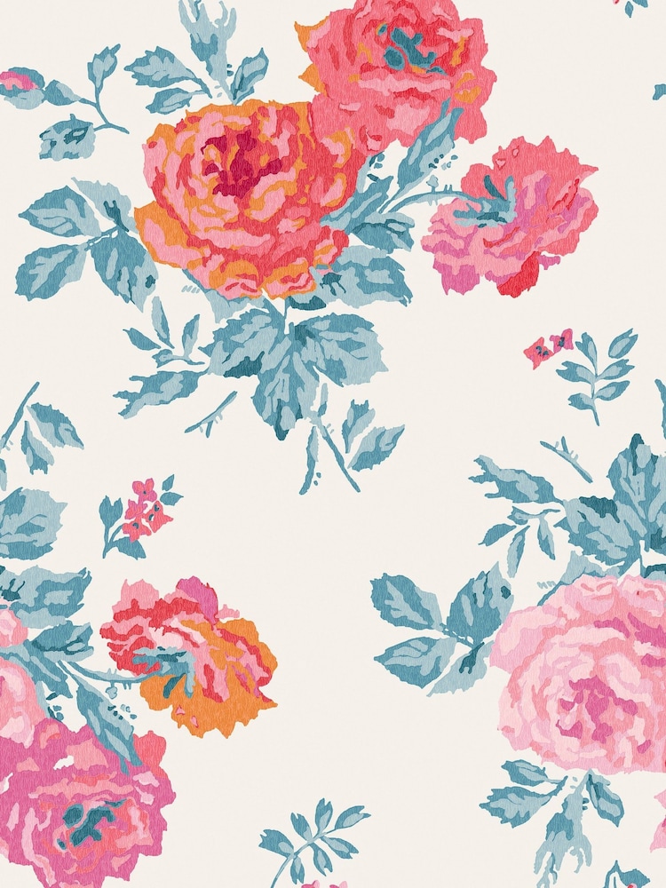 Cath Kidston Blue & Pink Archive Rose A4 Wallpaper Sample - Image 2 of 3